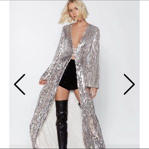 Nasty Gal Studio Longline At The Bar Sequin Duster ⭐️